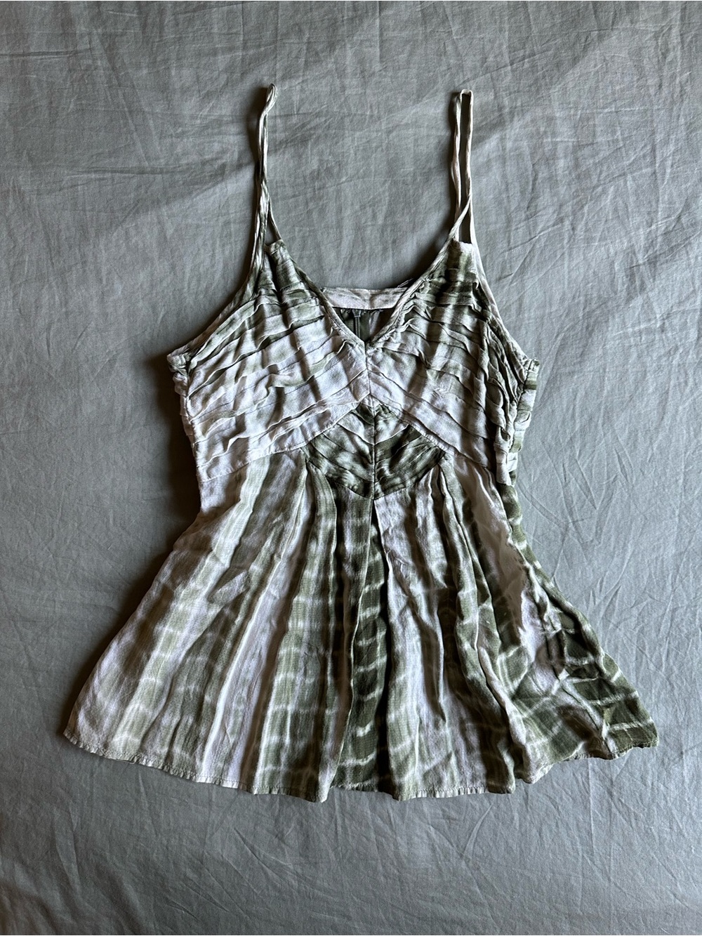 Sugarlips Green and White Tie-Dye Spaghetti Strap Camisole